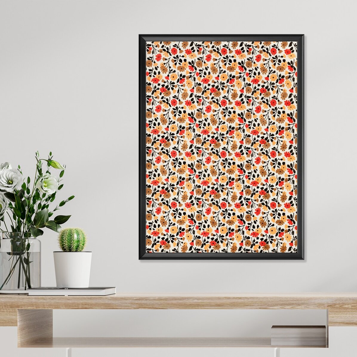 Poster mit roten und gelben Blumen