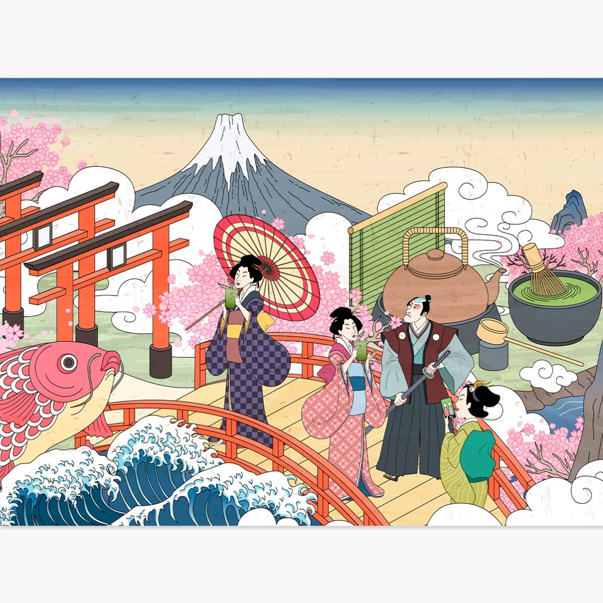 Poster mit japanischer Retro-Illustration