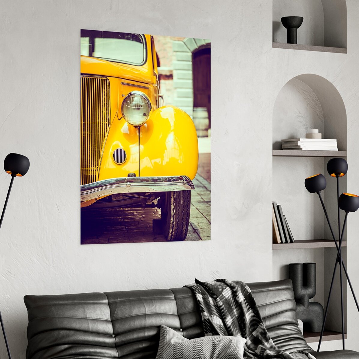 Poster: Gelbes Oldtimer-Auto