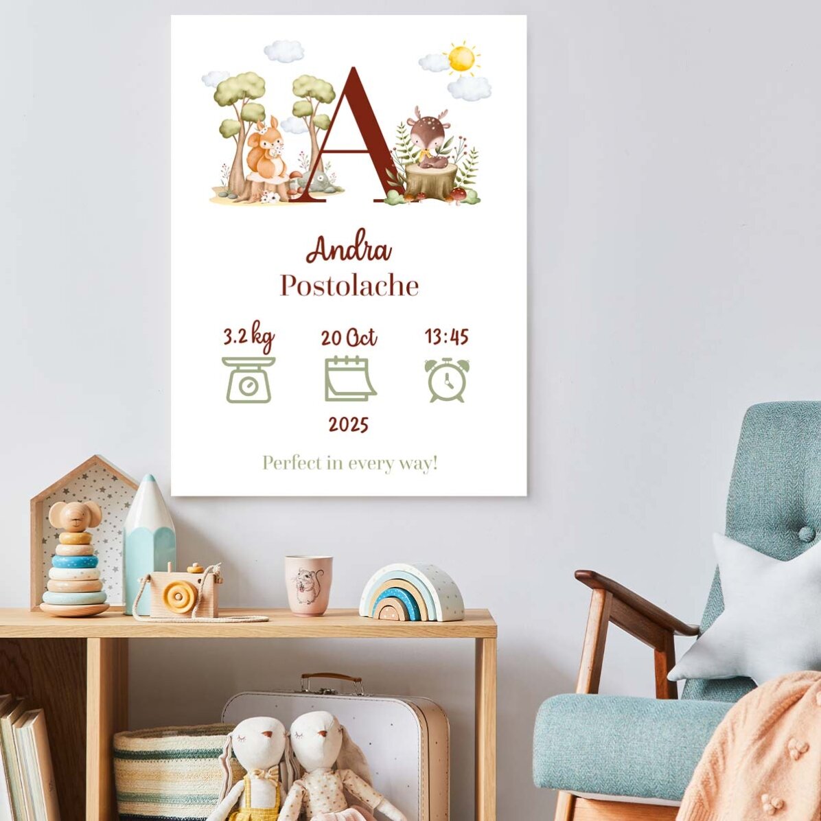 Individuell gestaltetes Poster mit Initiale und Text – Tiere