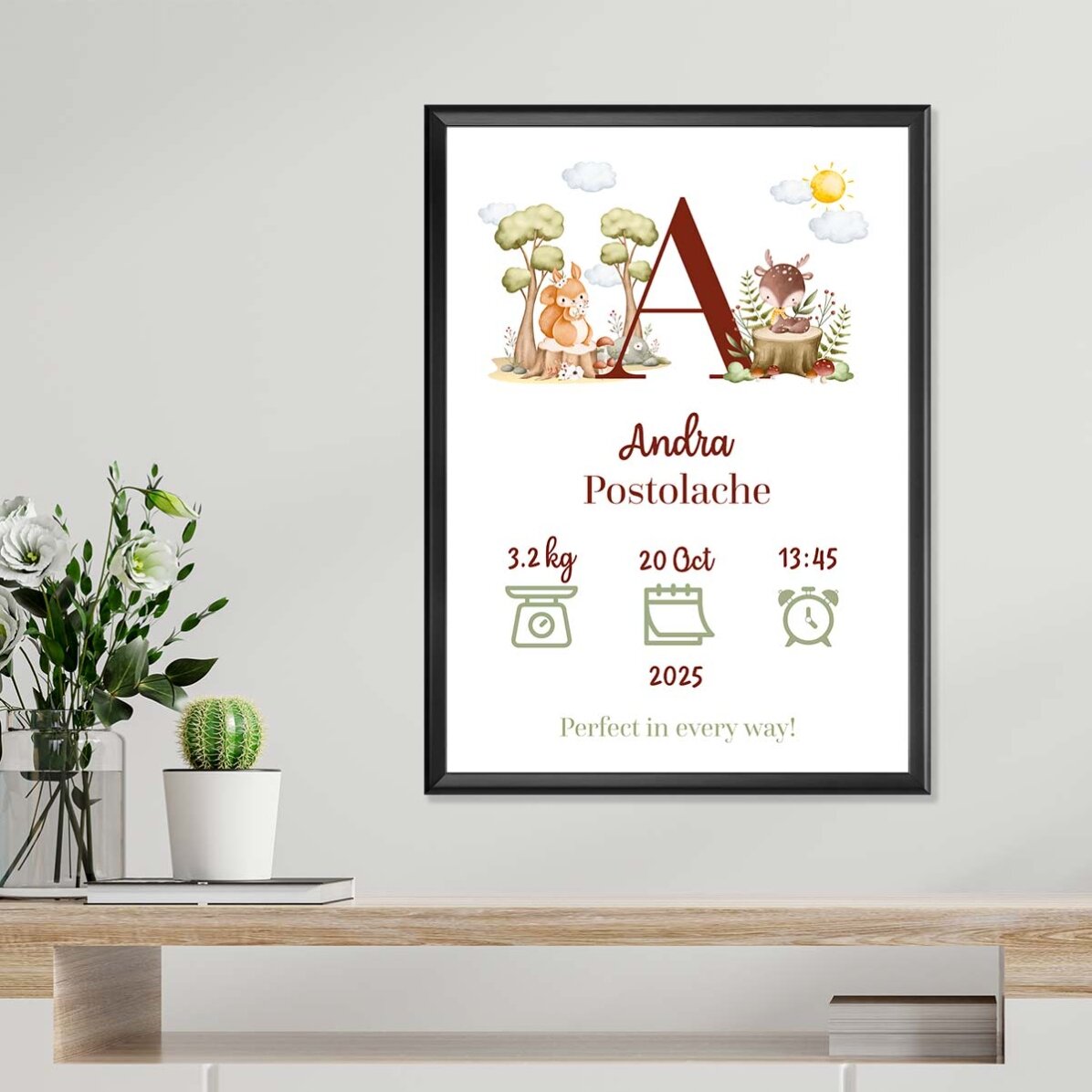 Individuell gestaltetes Poster mit Initiale und Text – Tiere