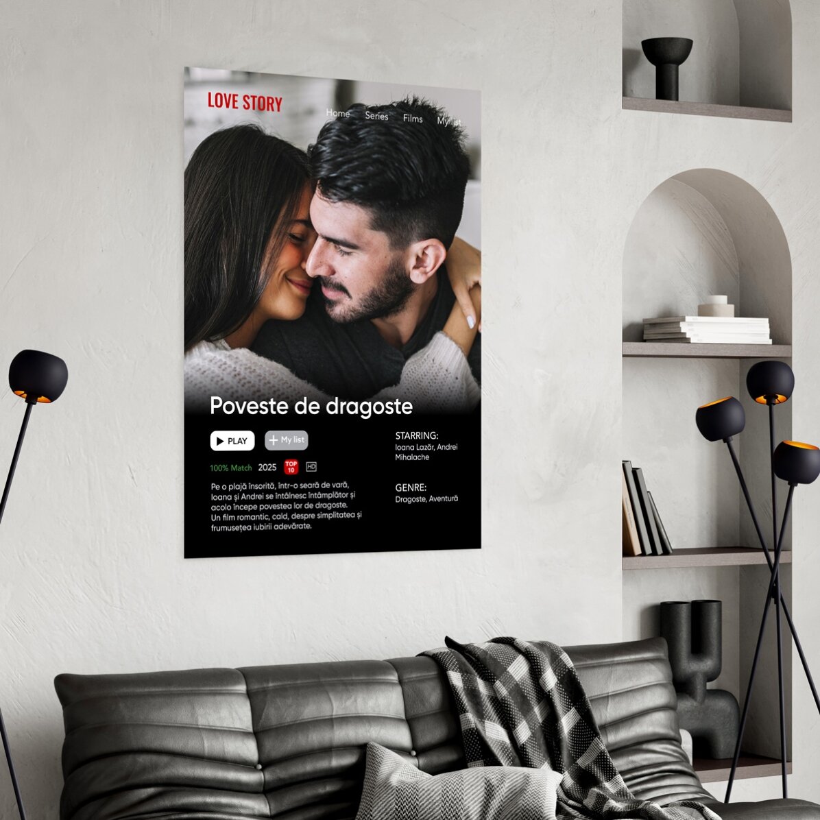 Individuell gestaltetes Poster mit Foto und Text – Film