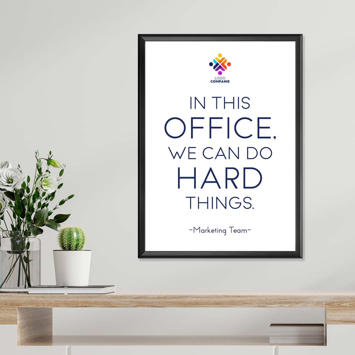 Individuell gestaltetes Poster mit Text und Logo – Hard Things