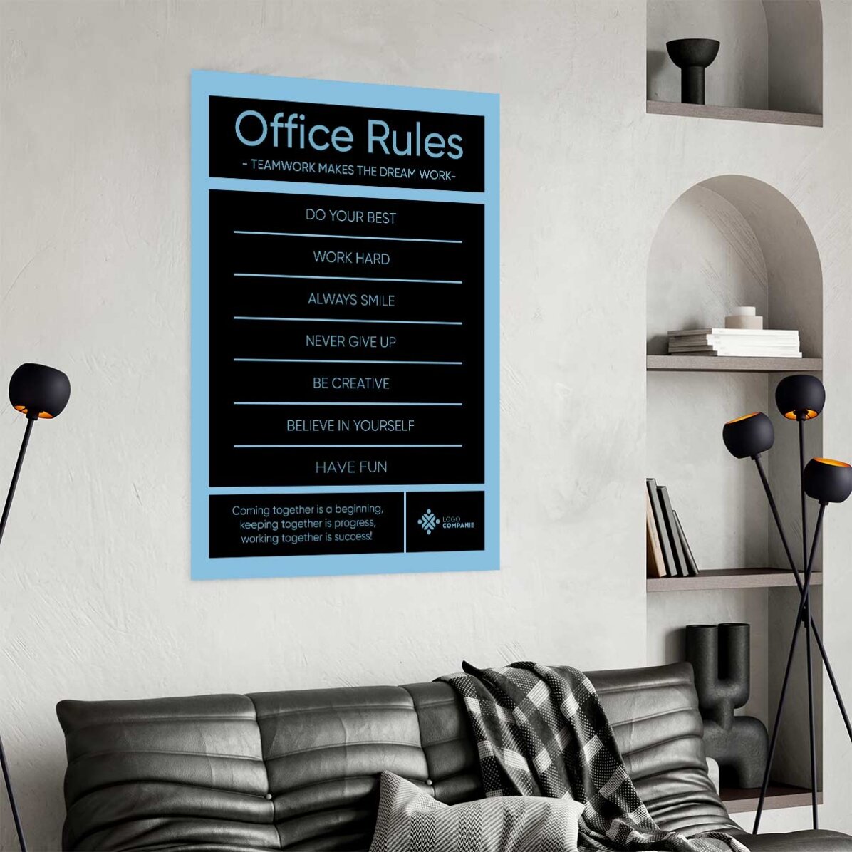 Individuell gestaltetes Poster mit Text und Logo – Office Rules