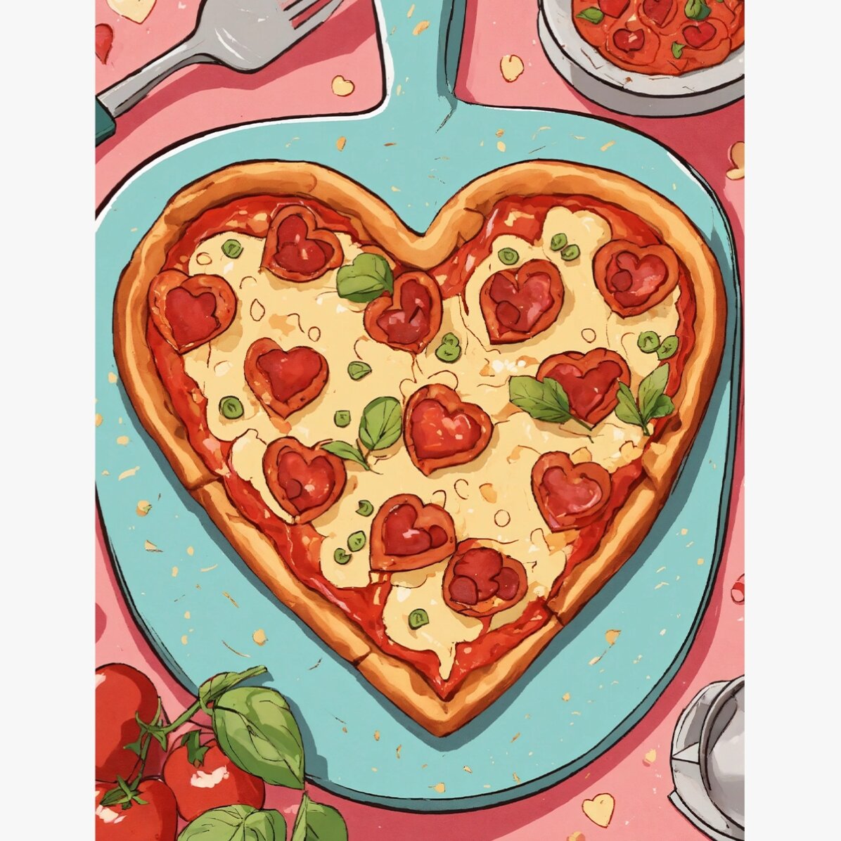 Poster „Herz-Pizza“