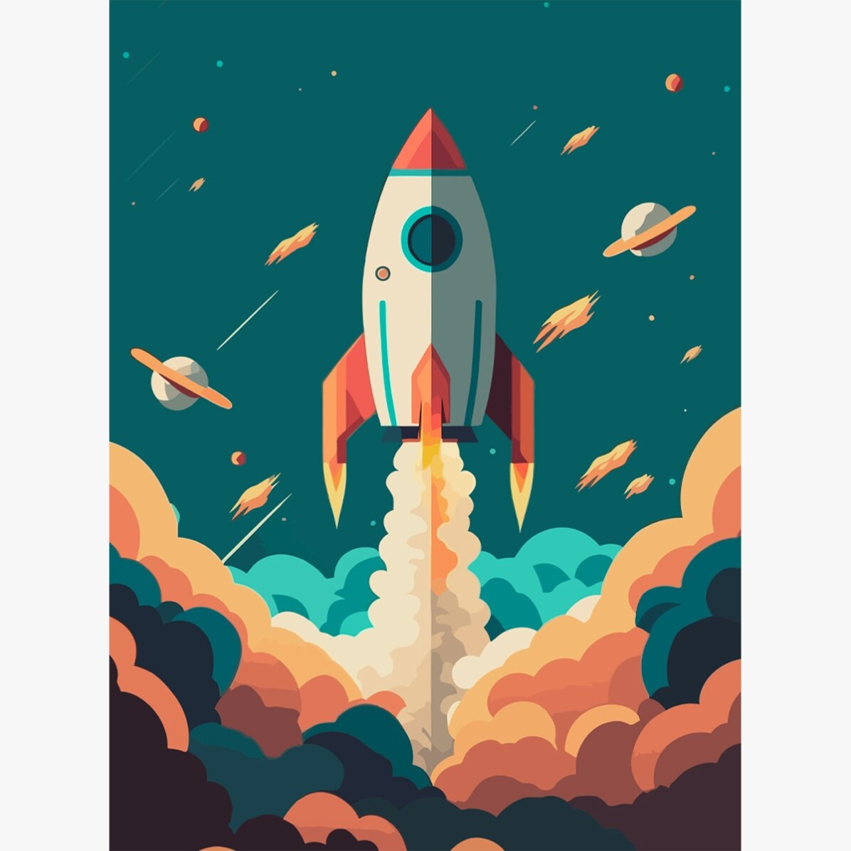 Poster „Rakete im Weltraum“