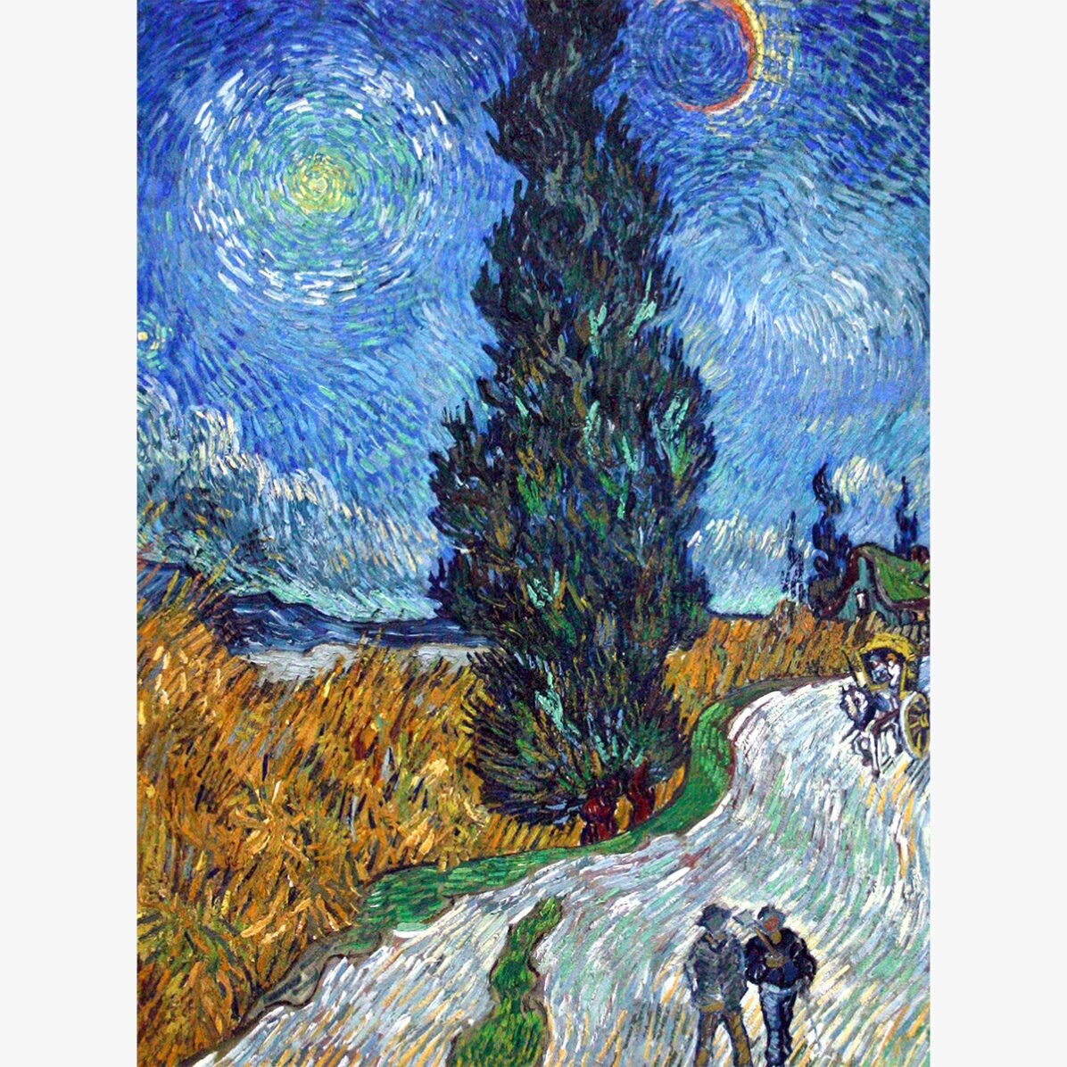 Poster von Vincent van Gogh, „Straße mit Zypressen und Stern“, 1890