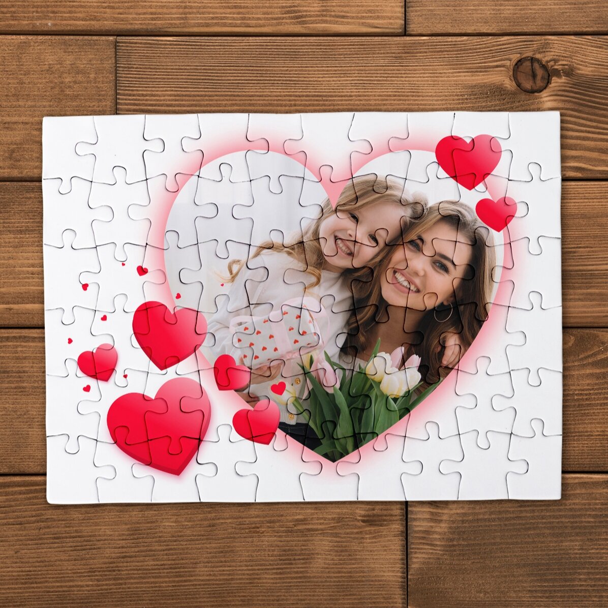 Personalisiertes Puzzle mit Foto und Text, 20 x 15 cm – Herz