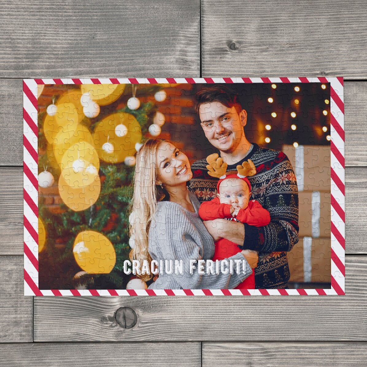 Individuell gestaltetes Puzzle mit einem Foto, 40 x 28,5 cm – Frohe Weihnachten