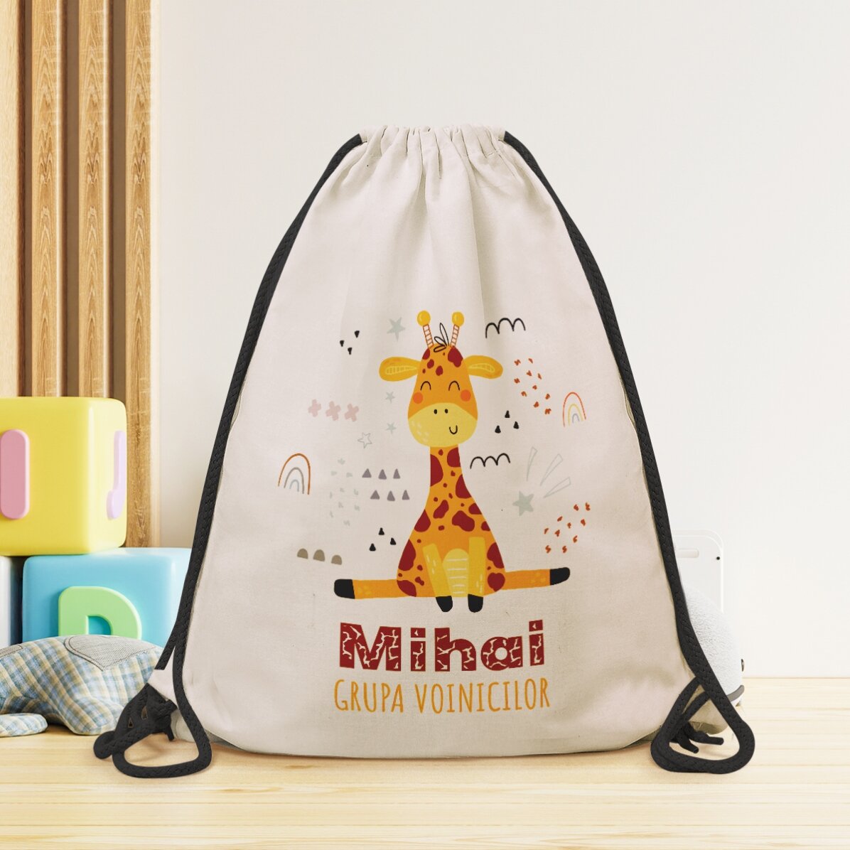 Rucksack mit Namensaufdruck – Giraffe