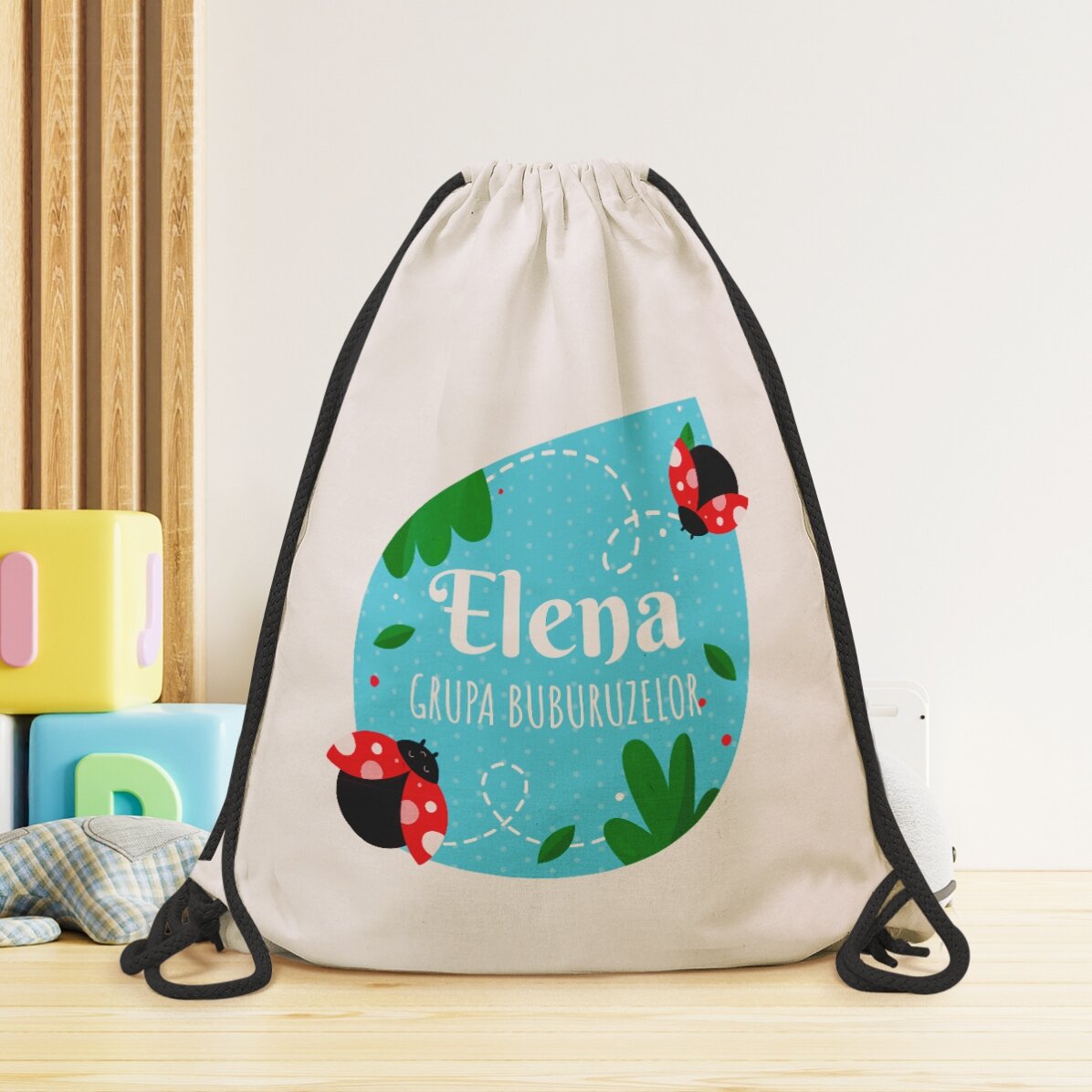 Personalisierter Rucksack mit Aufdruck – Marienkäfer