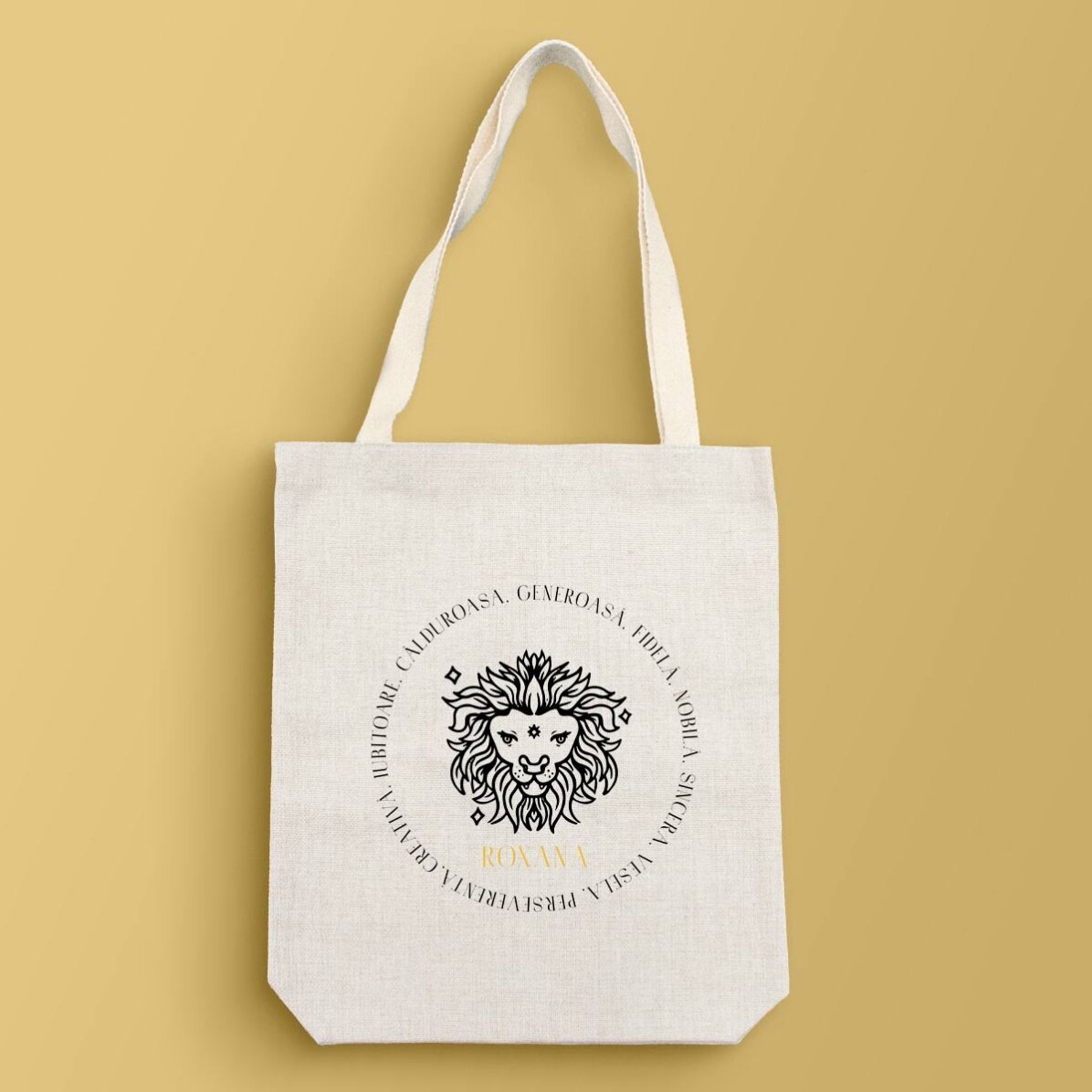 Personalisierte Tasche mit Text – Sternzeichen Löwe