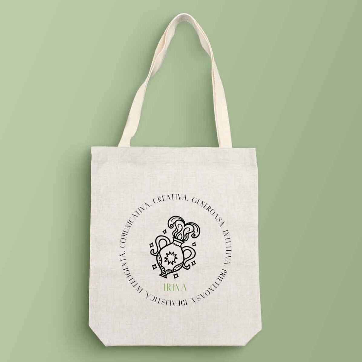 Personalisierte Tasche mit Text – Sternzeichen Wassermann