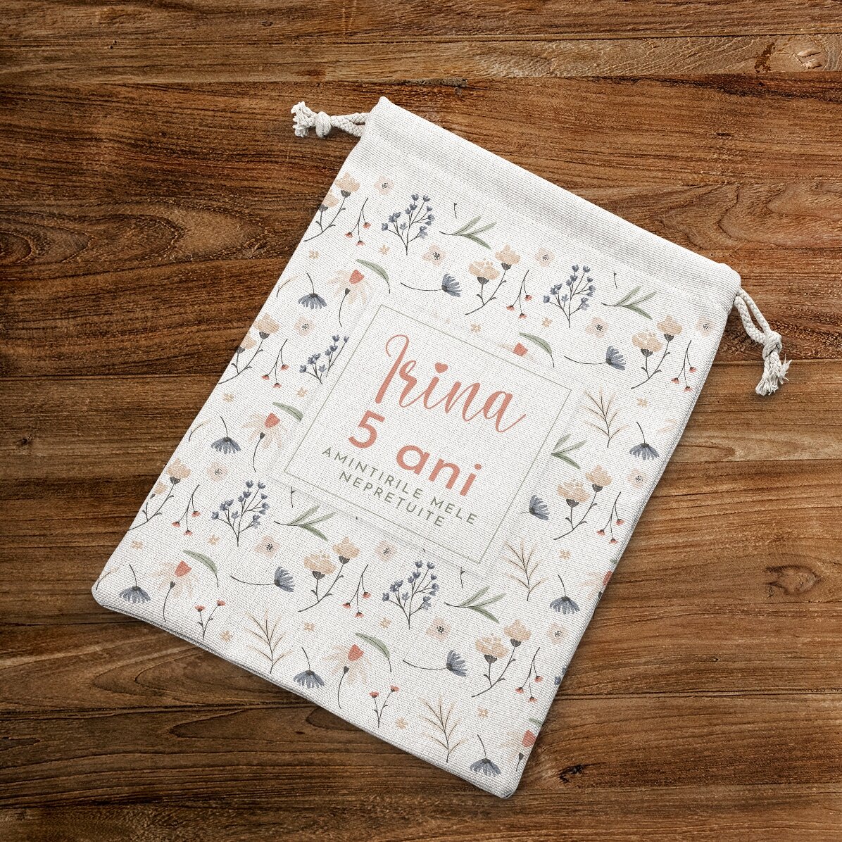 Kleiner Geschenksack mit individueller Beschriftung – Flowers