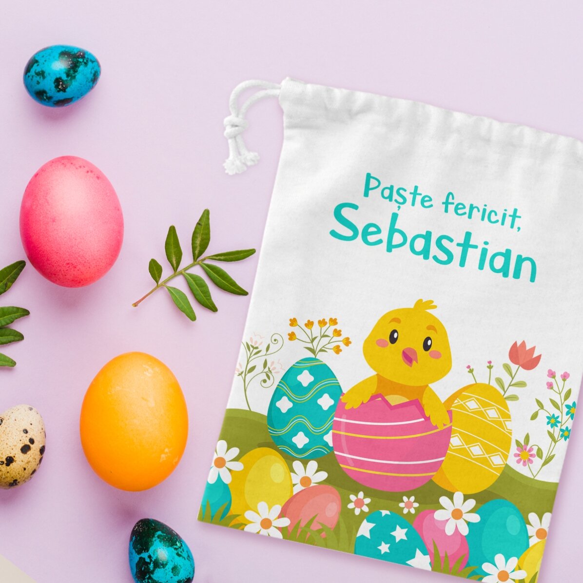 Kleiner Geschenksack mit individueller Beschriftung – Ostern