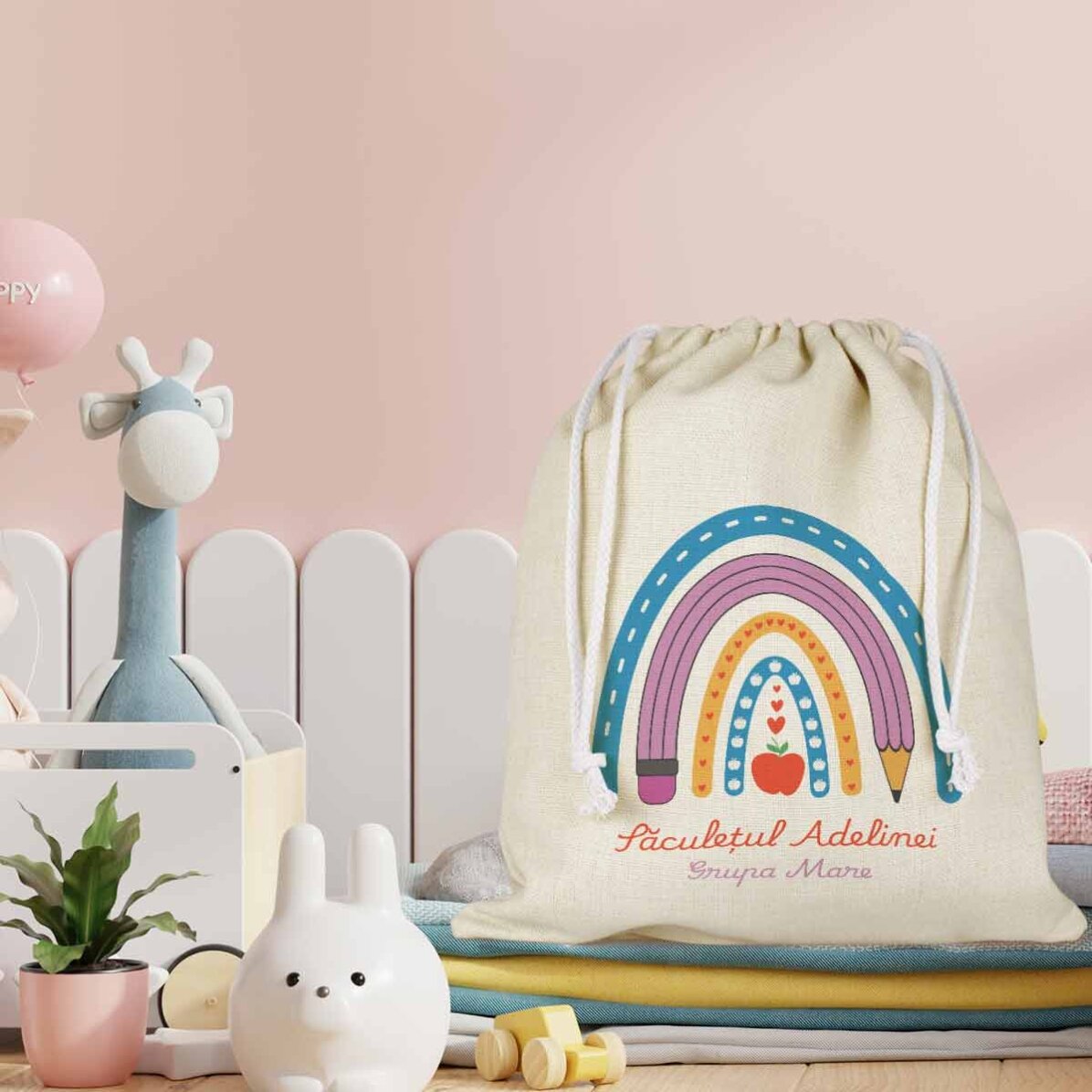 Personalisierte Kindergartentasche mit Text – Cute