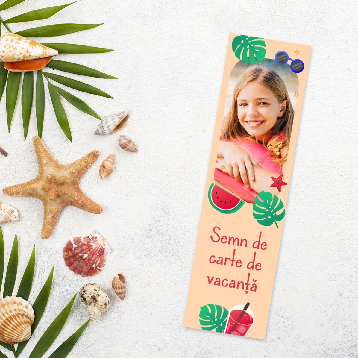 Personalisiertes Lesezeichen mit Foto und Text – Sommerferien
