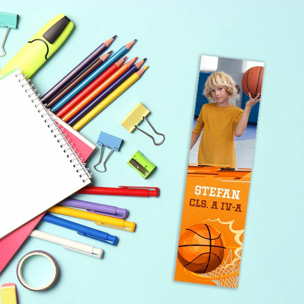 Personalisiertes Lesezeichen mit Text und Foto – Basketball