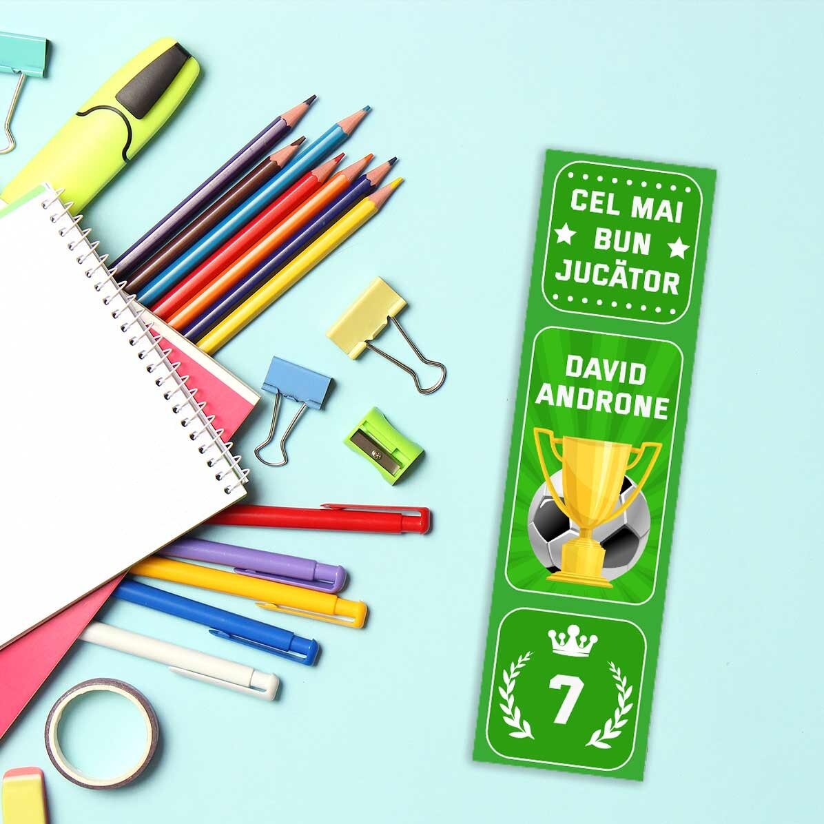 Personalisiertes Lesezeichen mit Text – Fußball