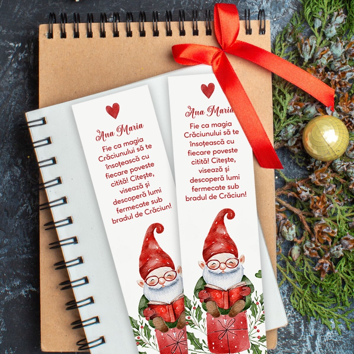 Personalisiertes Lesezeichen mit Text – Weihnachtsmann