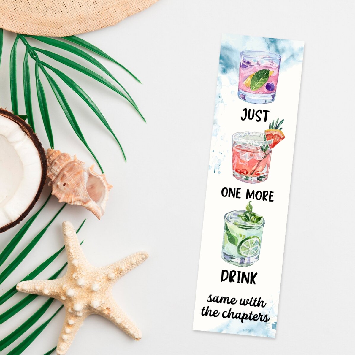 Personalisiertes Lesezeichen mit Text – „One more drink“
