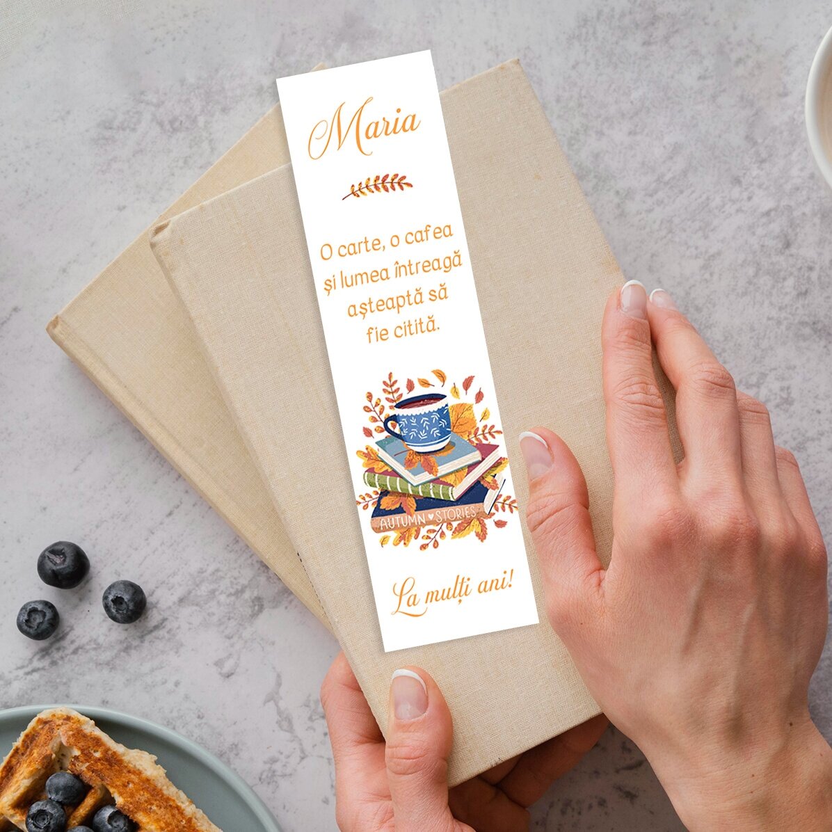 Personalisiertes Lesezeichen mit Text – Herbst
