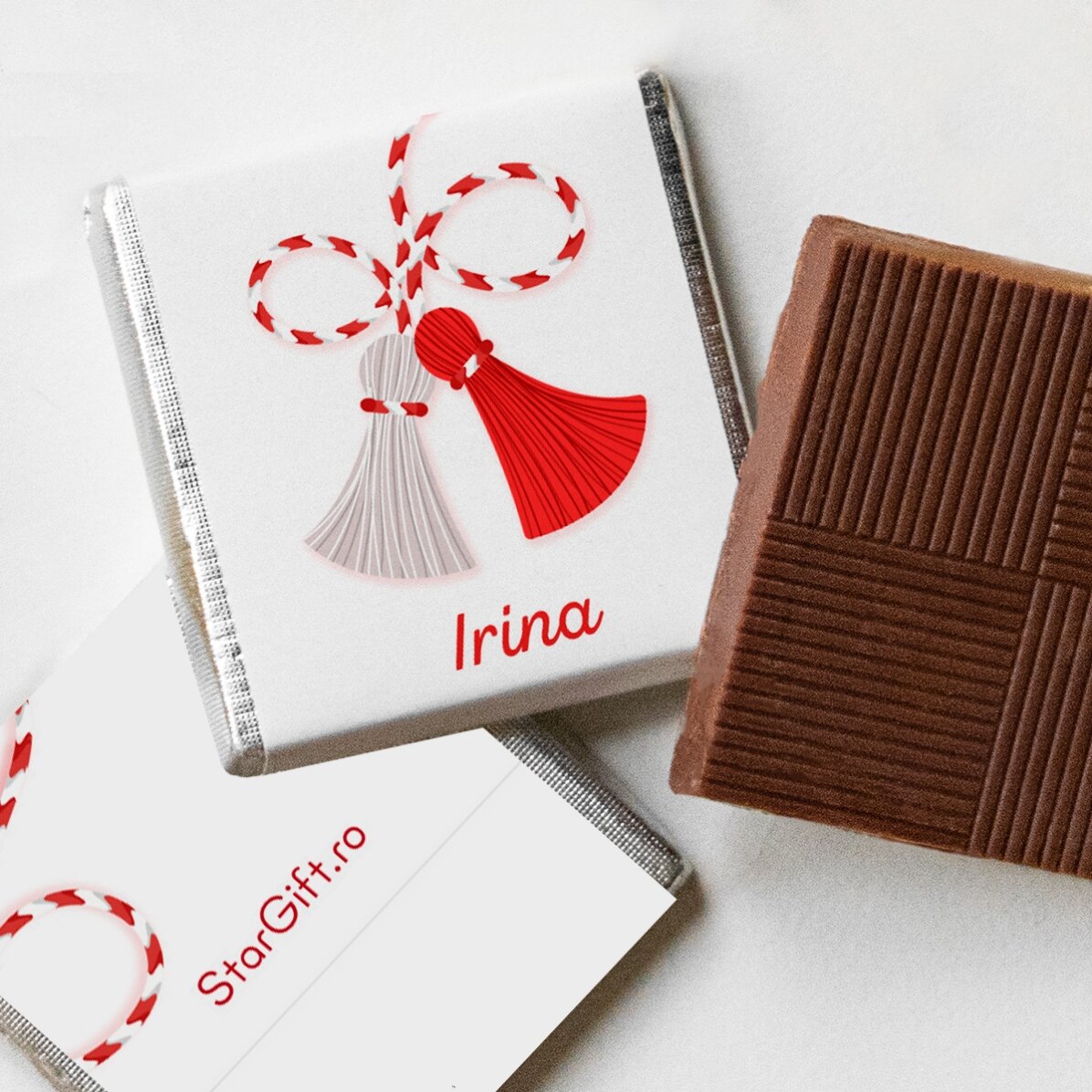 Set mit 10 personalisierten Mini-Pralinen mit süßem Namen