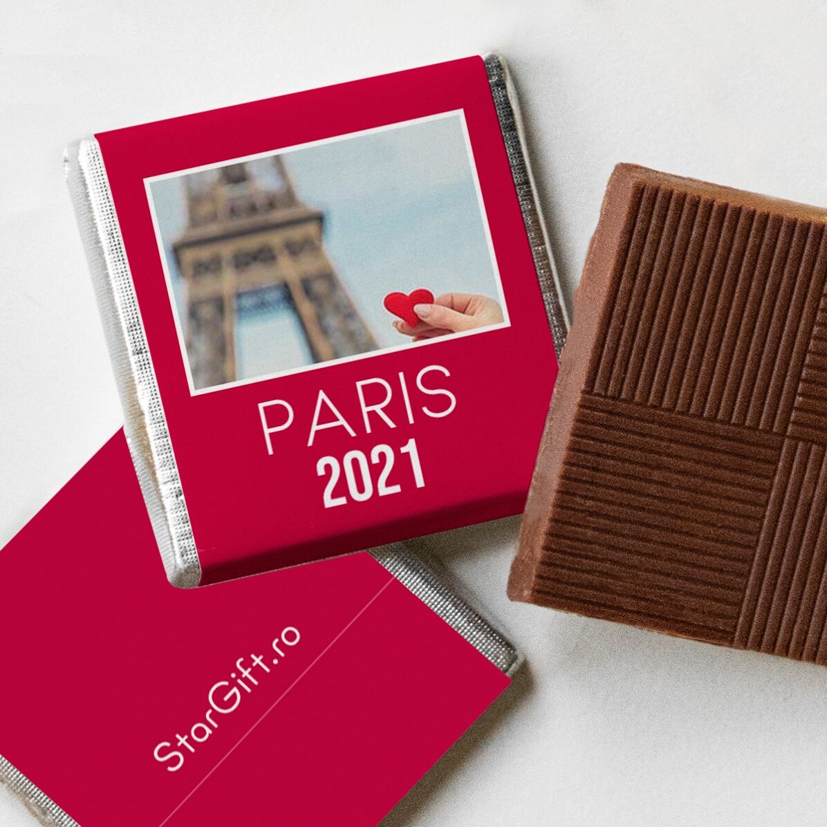 Set mit 10 personalisierten Mini-Pralinen mit Fotos und Text