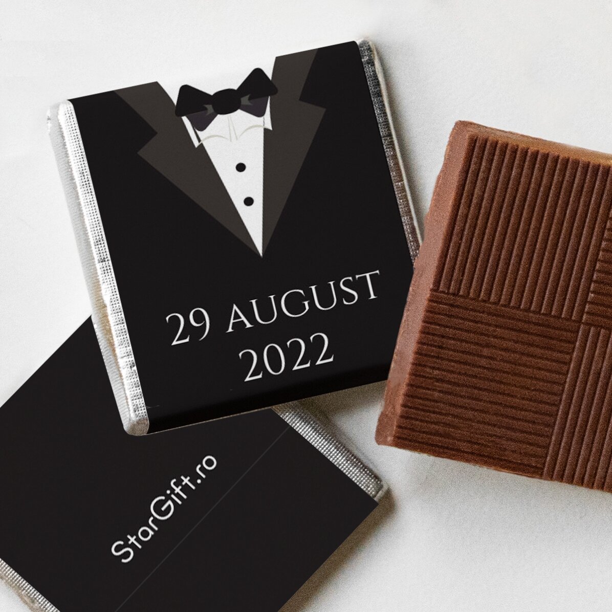 Set mit 10 personalisierten Mini-Pralinen mit Schriftzug – Mr and Mrs