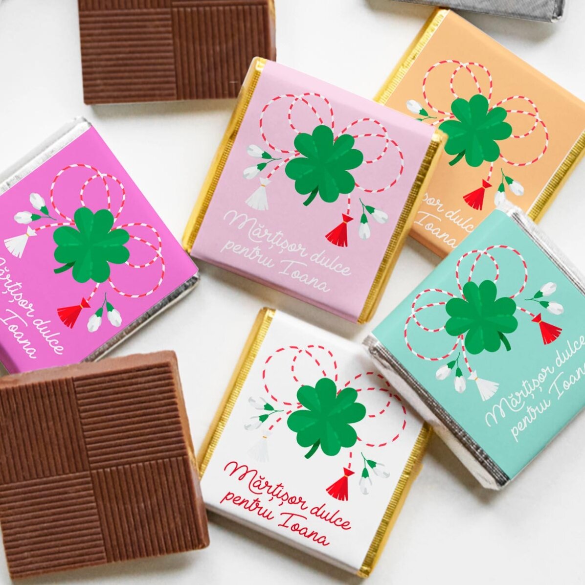 Set mit 10 personalisierten Mini-Pralinen mit Namen