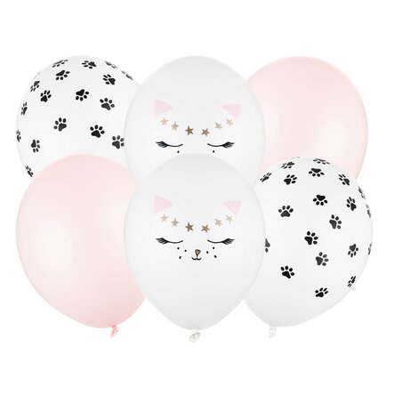 6er-Set Luftballons, gemischt – Kätzchen