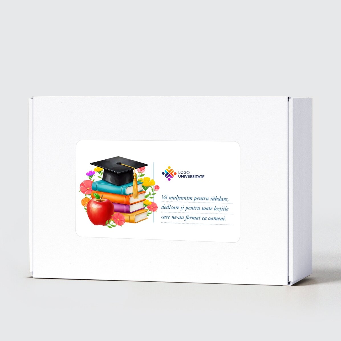 Personalisiertes Geschenkset für Lehrerinnen mit persönlicher Botschaft und Logo