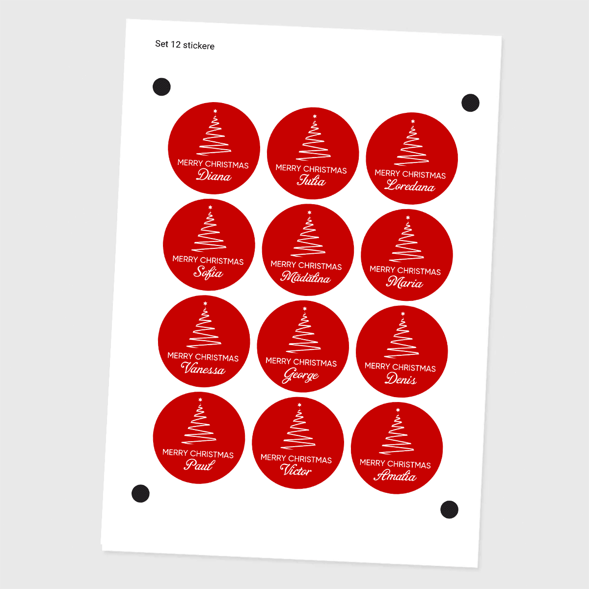 Set mit 12 individuell gestalteten Aufklebern (selbstklebende Etiketten) mit Botschaft – Weihnachten