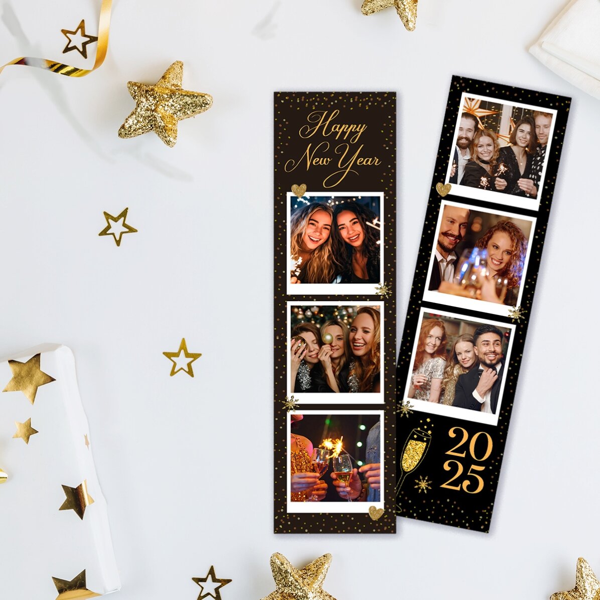 Set mit 2 personalisierten Magneten mit Fotos und Text – Frohes neues Jahr