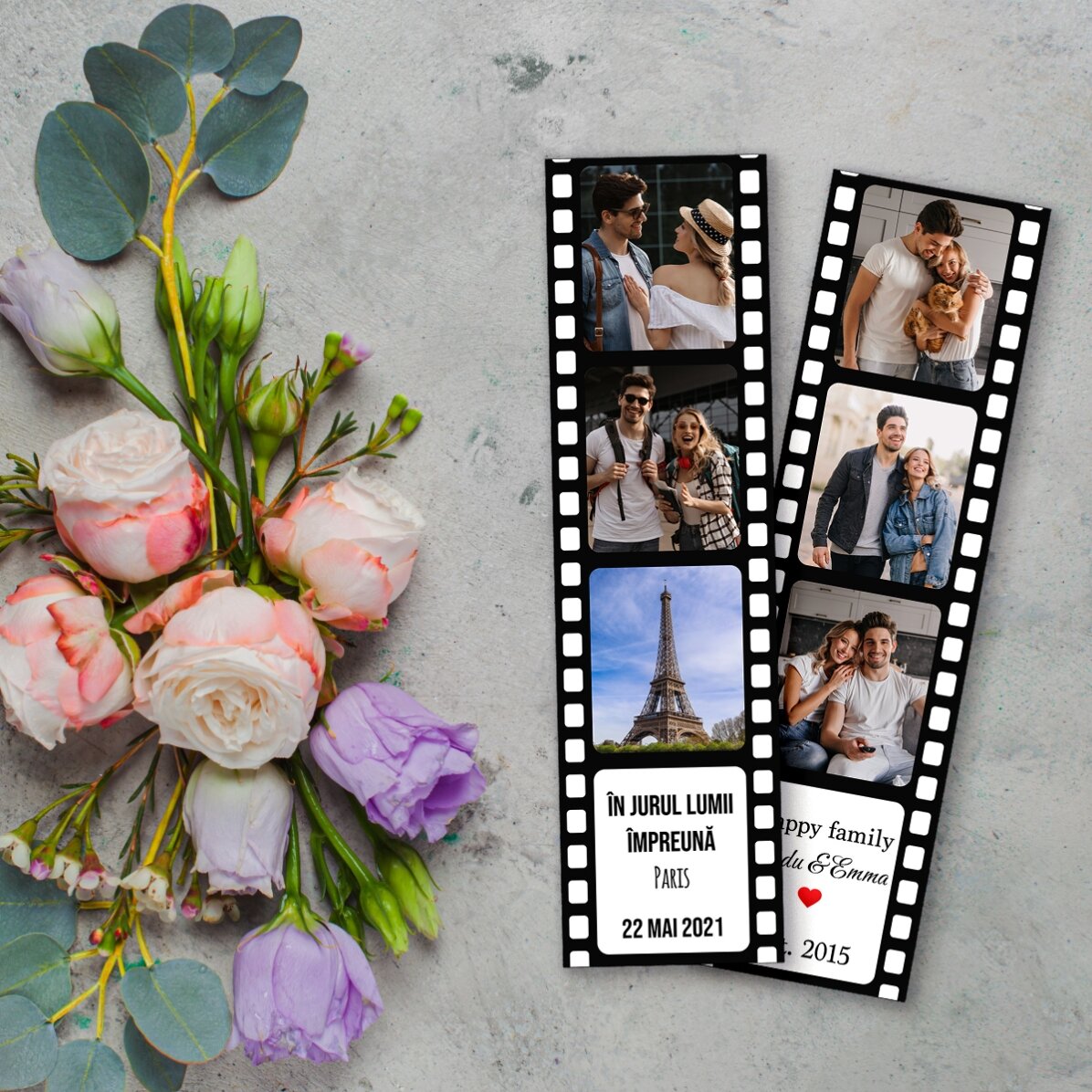 Set mit 2 personalisierten Magneten mit Fotos und Text – Besondere Momente