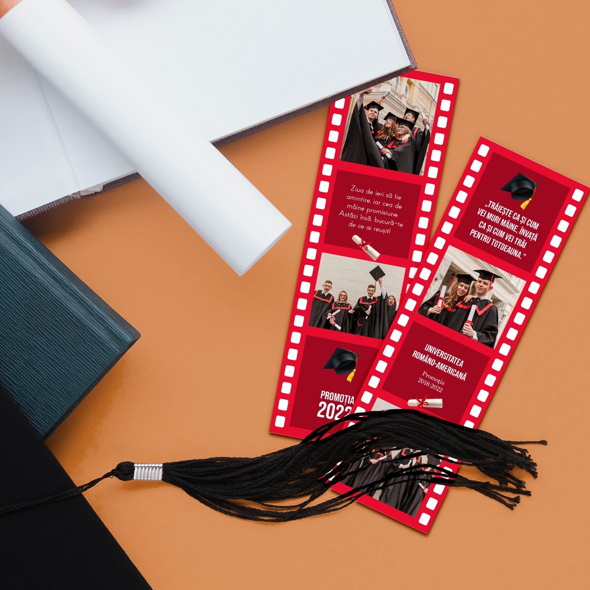 Set mit 2 personalisierten Magneten mit Fotos und Text zum Schulabschluss