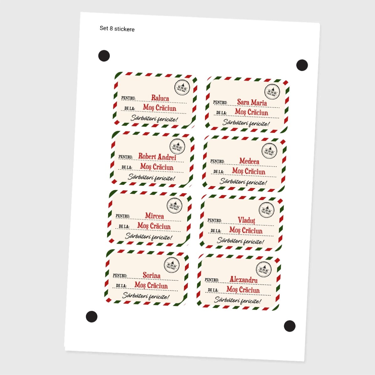 Set mit 8 individuell gestalteten Aufklebern (selbstklebende Etiketten) mit Text – Mit lieben Grüßen
