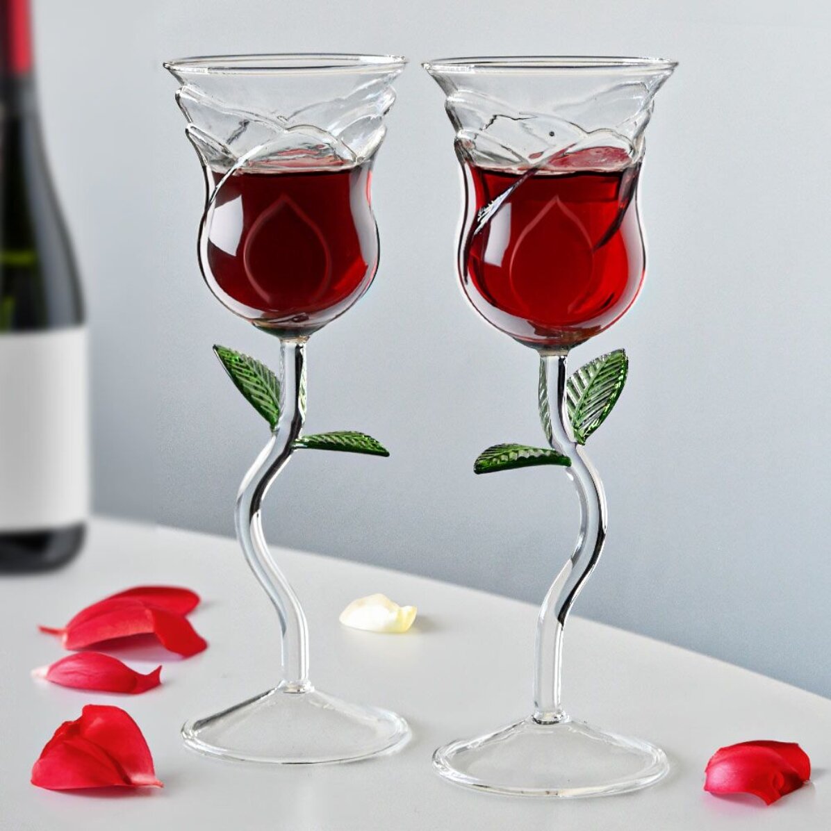 Set mit zwei Gläsern – Rosen