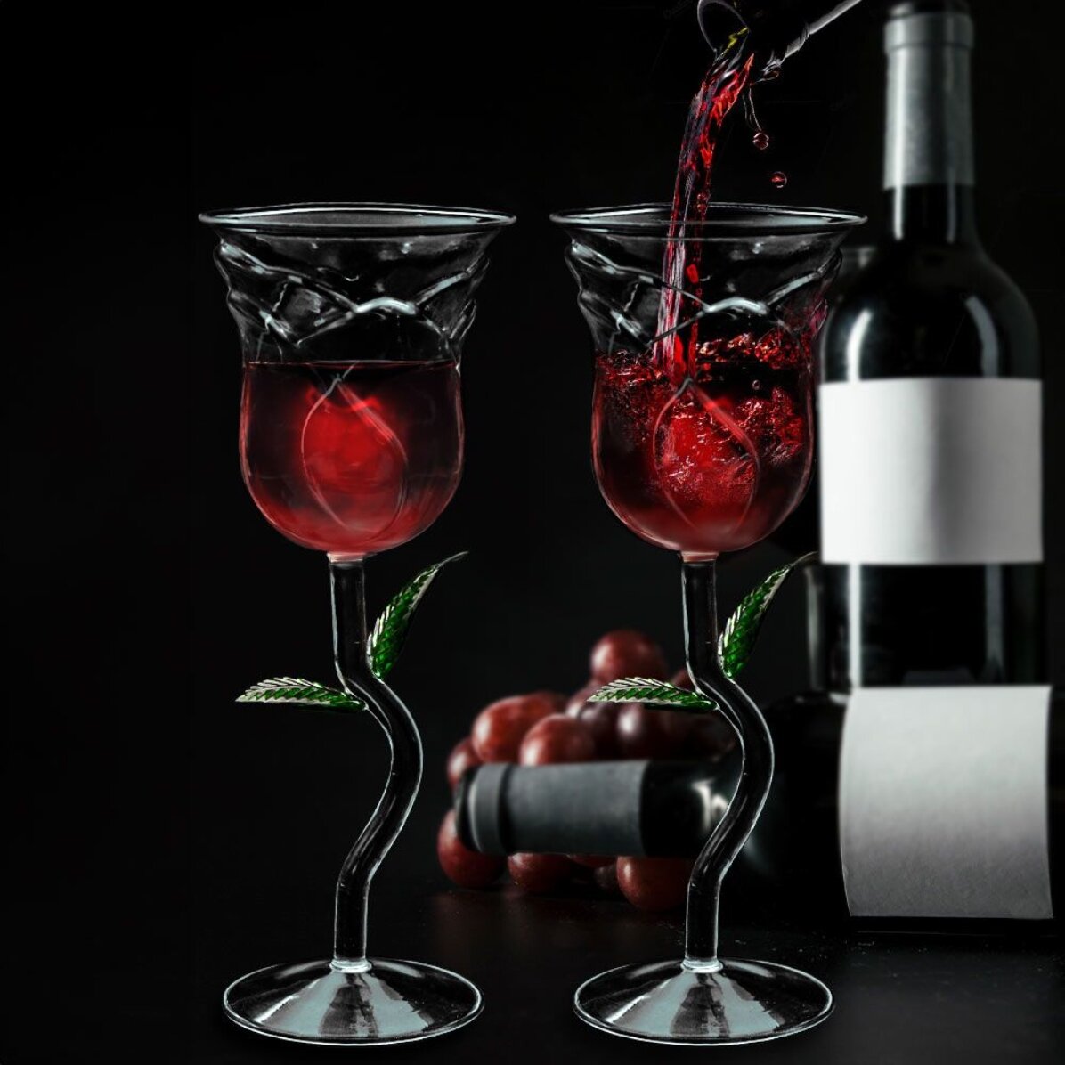 Set mit zwei Gläsern – Rosen