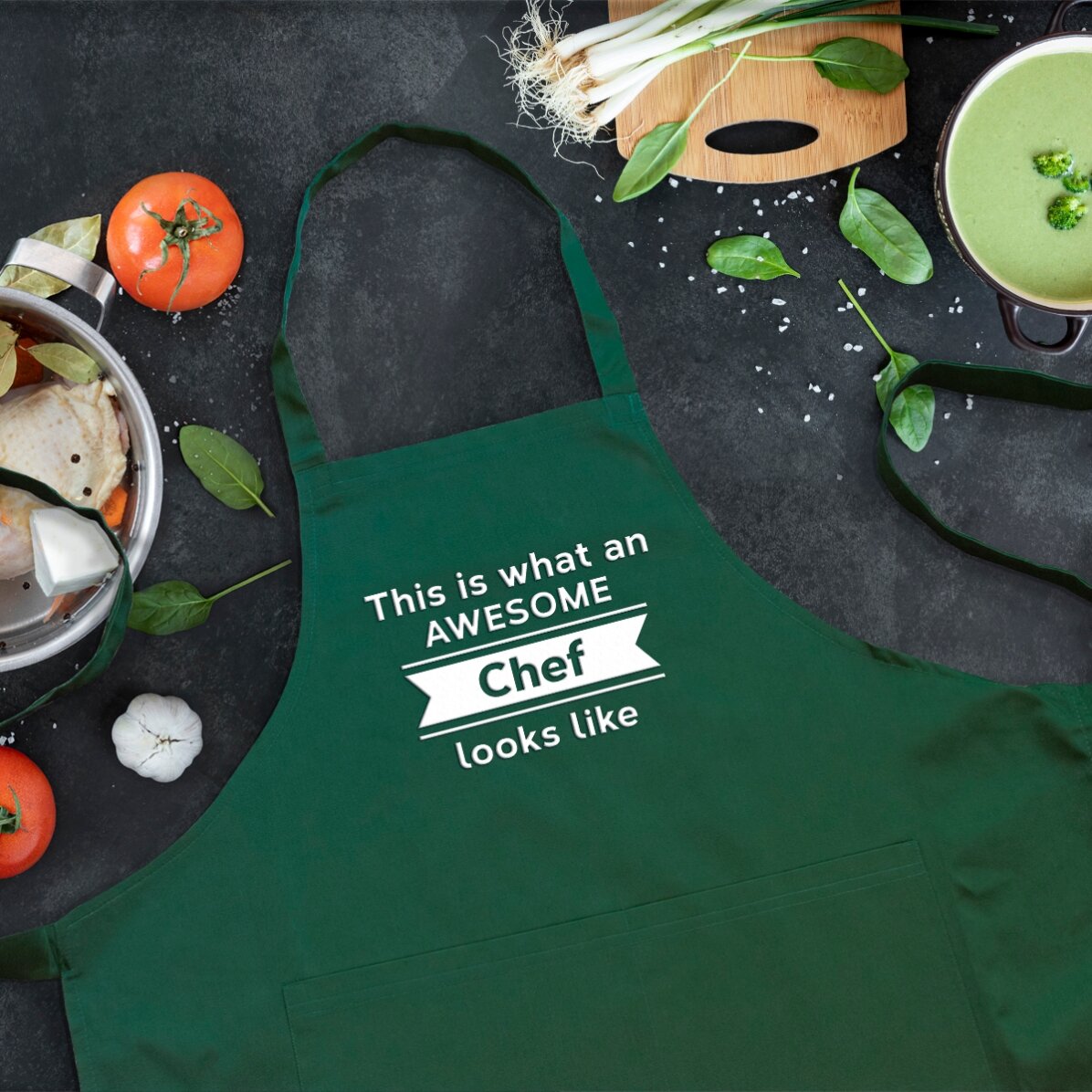 Individuell gestaltete Schürze mit Text – Awesome Chef