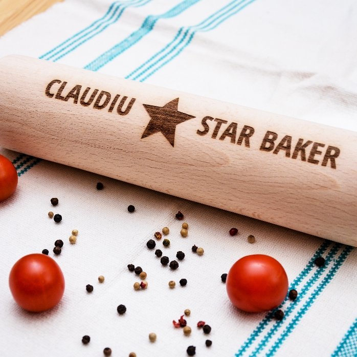 Individuell gestalteter Holz-Teigroller – Star Baker