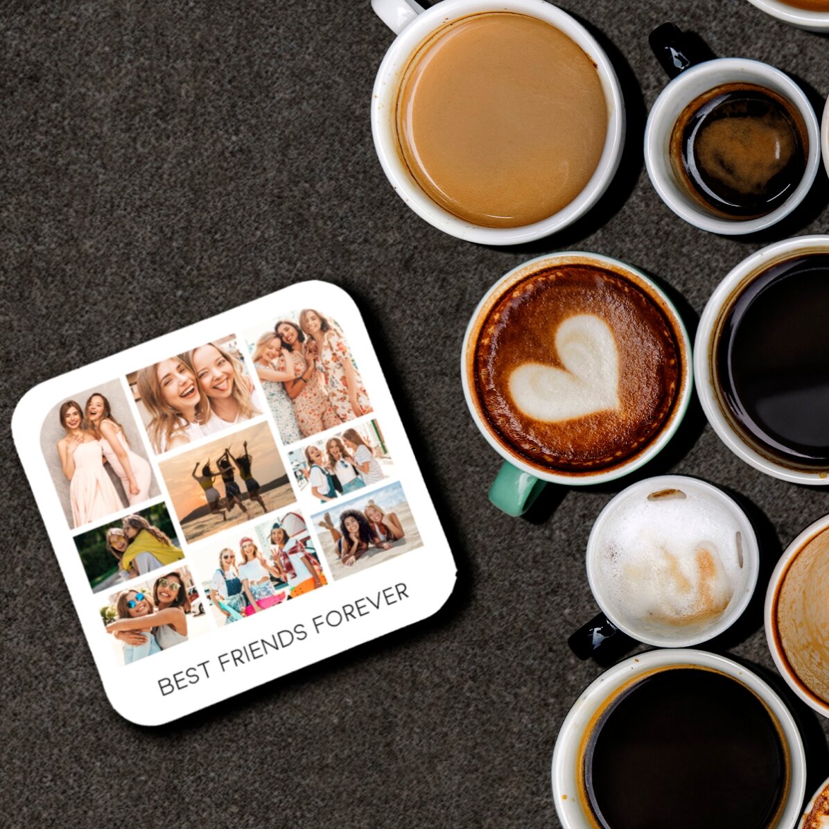 Personalisierter Gläserhalter mit Fotocollage und Text