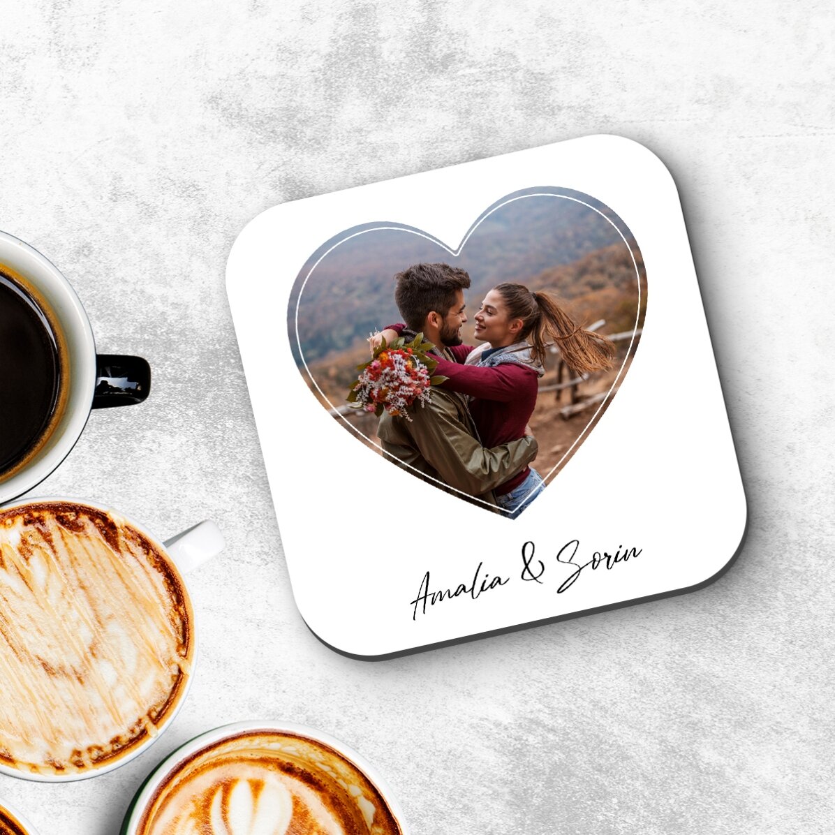 Personalisierter Gläserhalter mit Foto und Text – Love