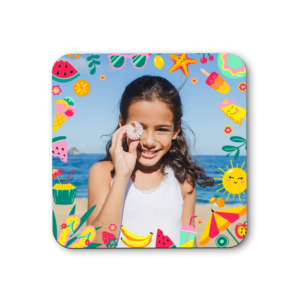 Personalisierter Untersetzer mit Foto für Kinder – Summer