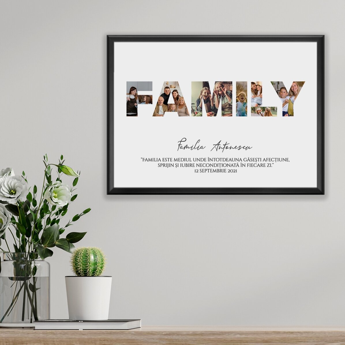 Individuell gestaltetes Landschaftsbild mit 7 Fotos und Text – Familie