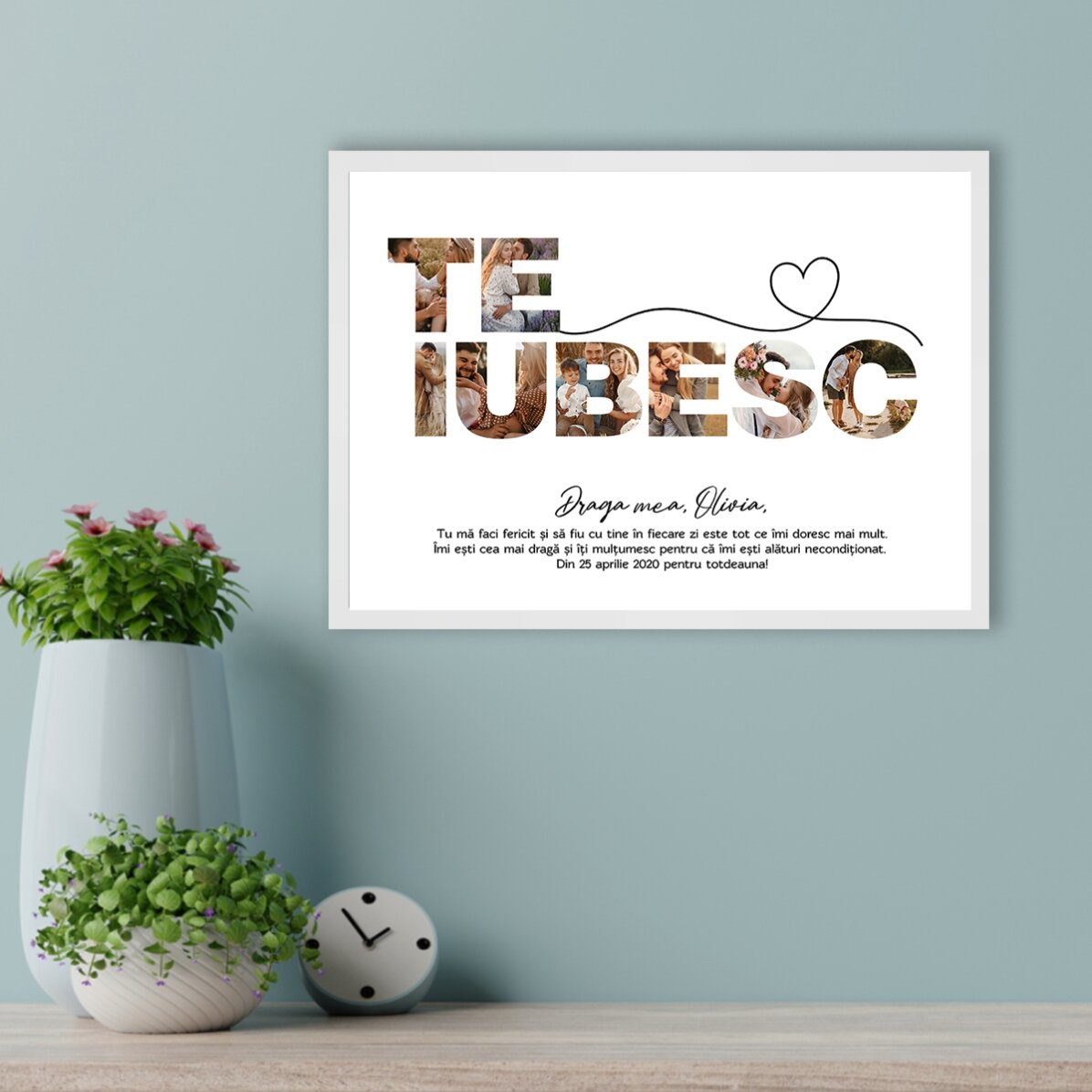 Individuell gestaltetes Landschaftsbild mit 8 Fotos und dem Text „Ich liebe dich“