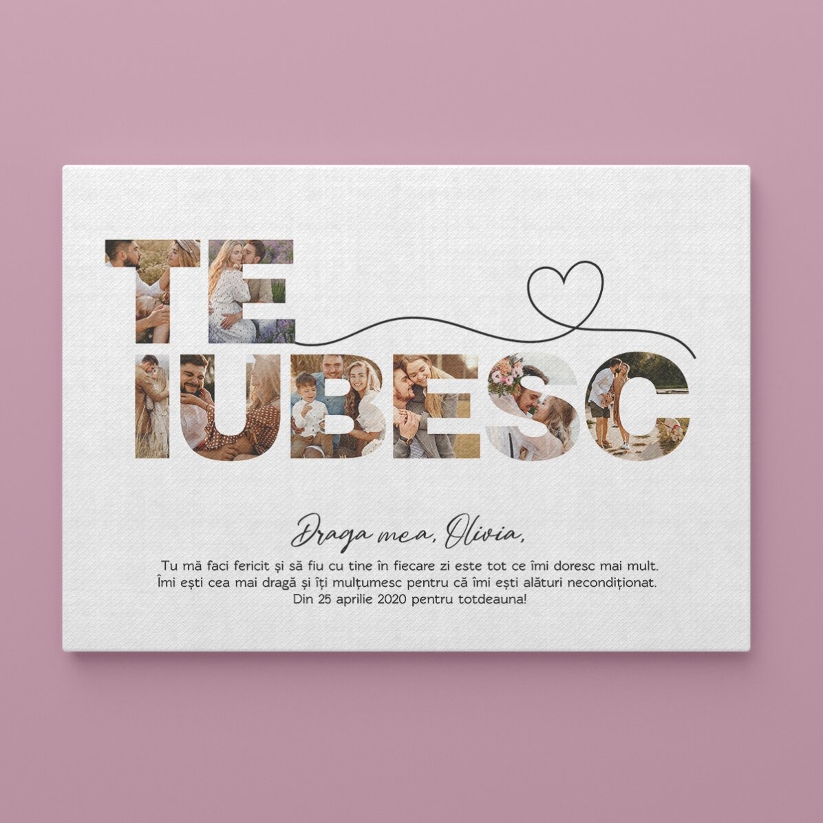 Individuell gestaltetes Landschaftsbild mit 8 Fotos und dem Text „Ich liebe dich“