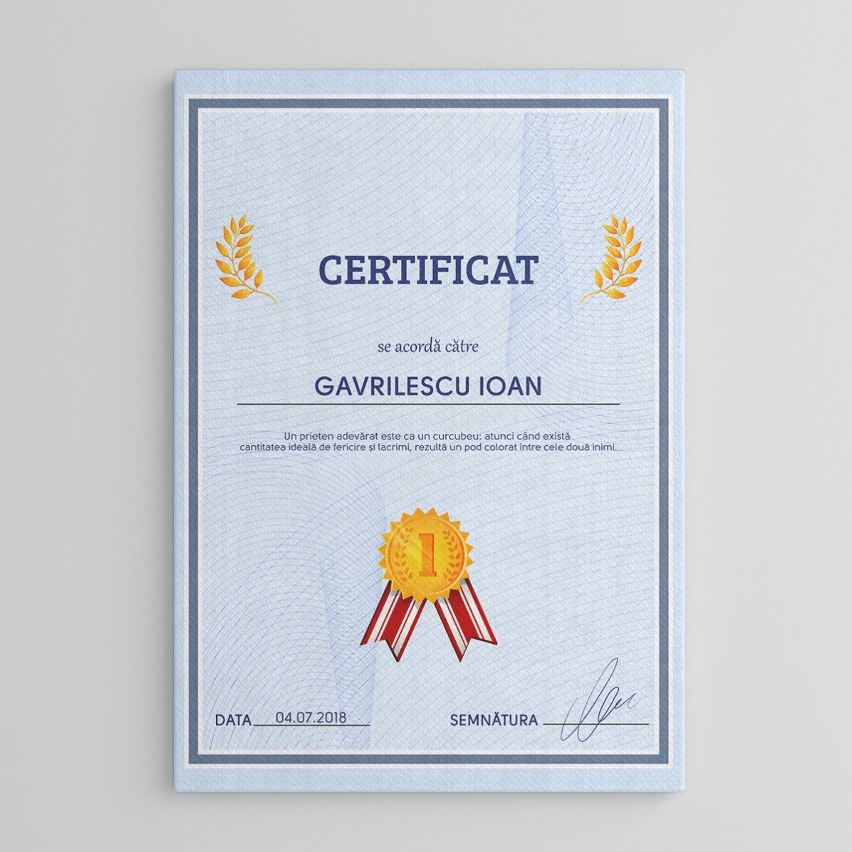 Individuell gestaltetes Bild – Dankesurkunde
