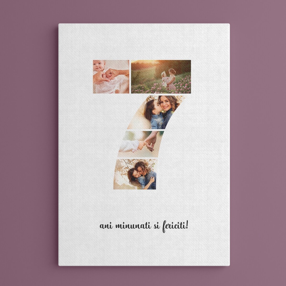 Individuell gestaltetes Bild mit 5 Fotos, Modell Nr. 7 und Textbotschaft