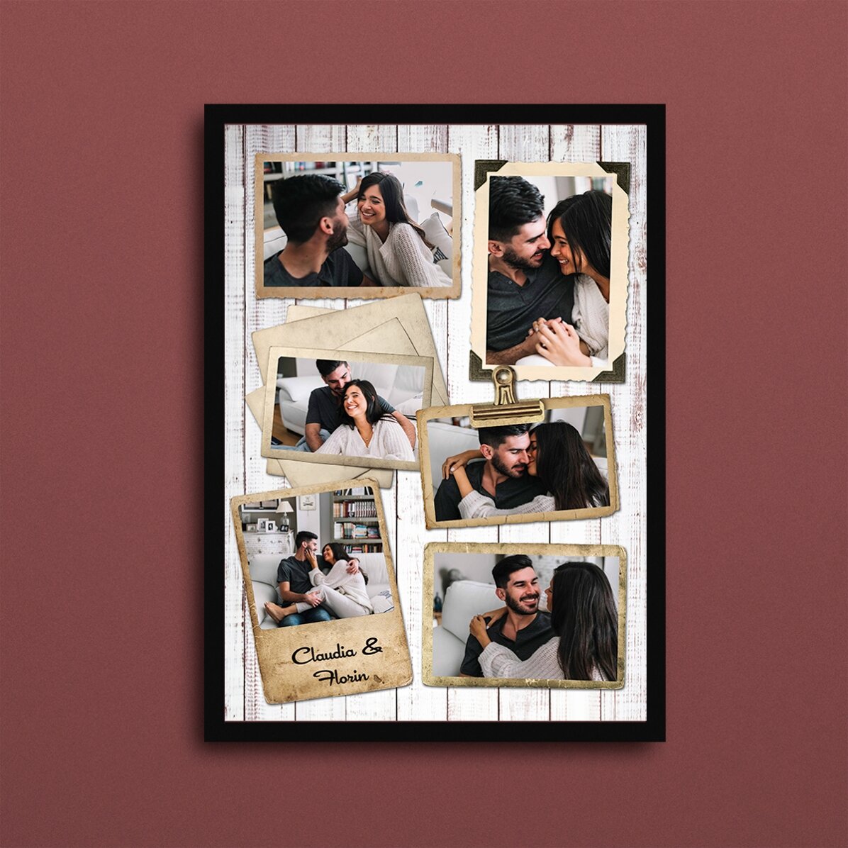 Individuell gestaltetes Bild mit 6 Fotos im Vintage-Design